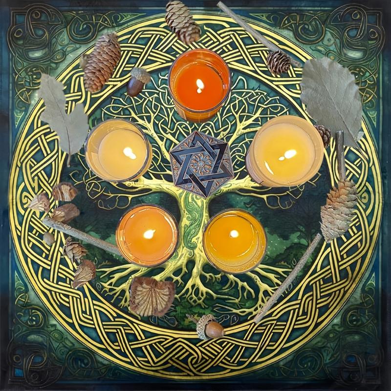 Square Divinations Tapestry Tree Pattern Astrology Tablecloth Tarot Tablecloth Table Cloth Witchcrafts Supplies