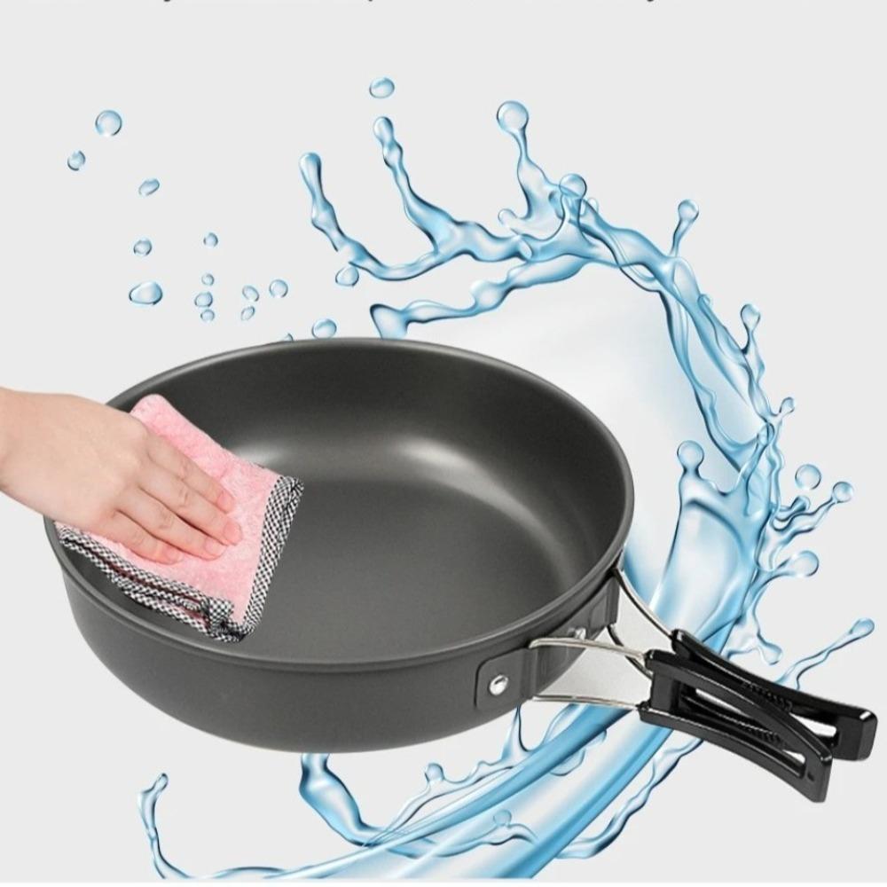 With Foldable Handle Picnic Cookware Set Non-stick Outdoor Pan Pot  Hiking Skillet