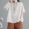 Plus Size M-3XL Women T-shirt Summer Short-sleeved Blouse O Neck Loose Fashion Vintage Embroidered National Style  Female Tops