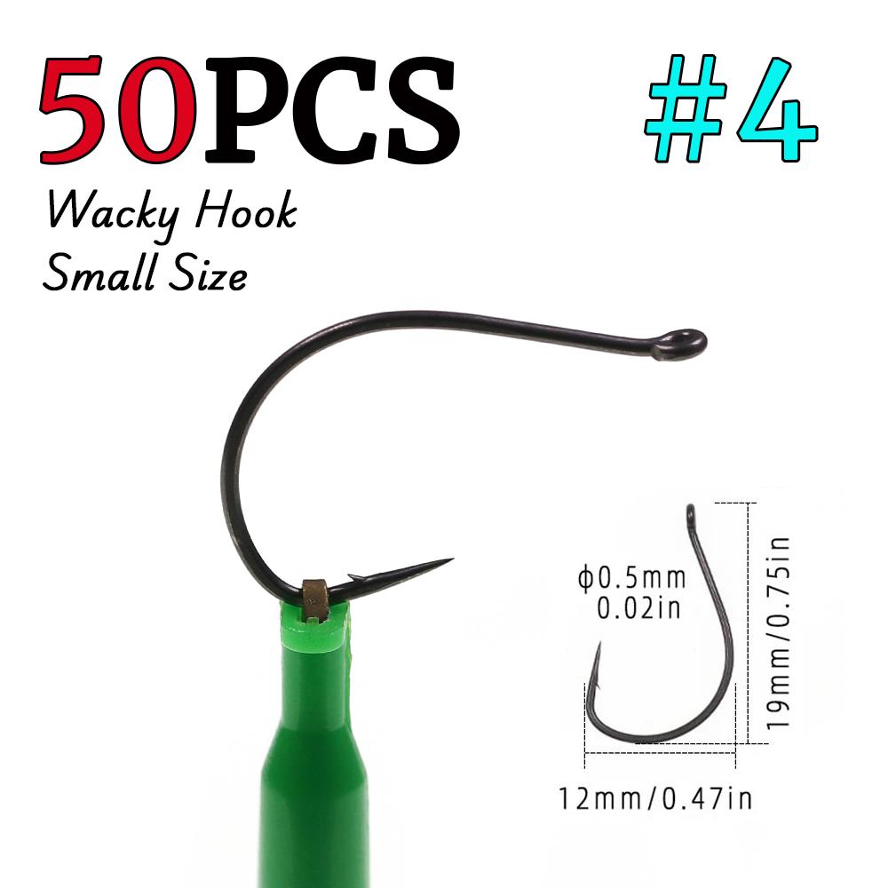 

High Carbon Steel Small Wacky Hook - Fly Tying, Shrimp, Nymph Fishing - Sizes #4 #6 #8 #10 #12 - 50pcs/Box