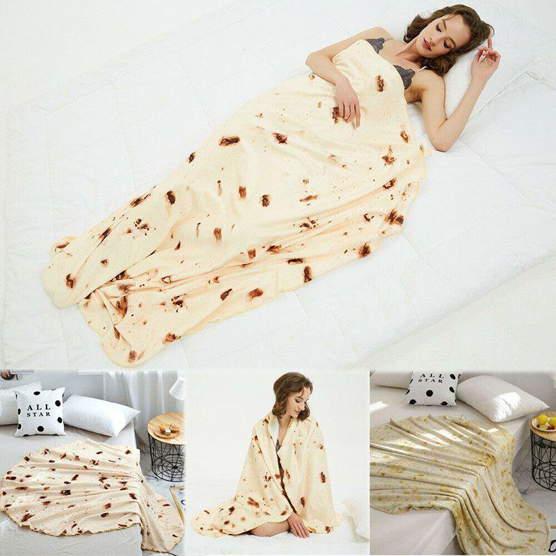 Burrito Round Taco Tortilla Shaped Blanket Soft Floor Wrap Throw Blanket