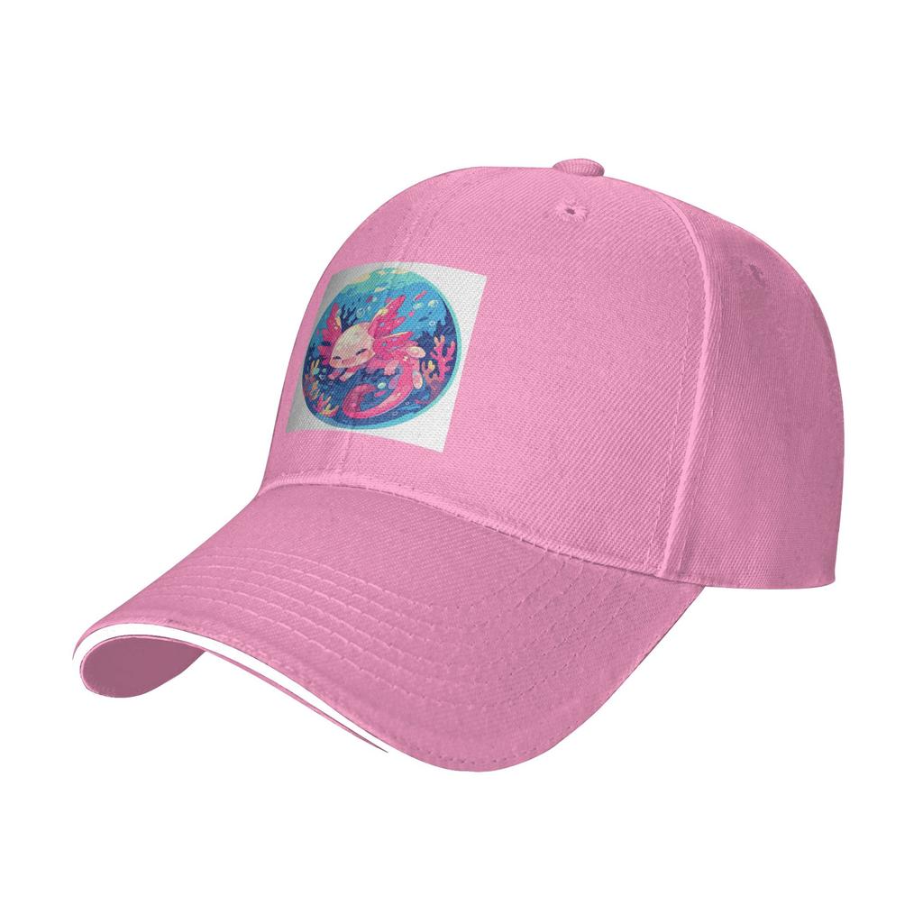 Cute Cartoon Axolotl In Coral Reef Cap Casual Baseball Caps Adjustable Hat Hip Hop Summer Unisex Baseball Hats Customizable