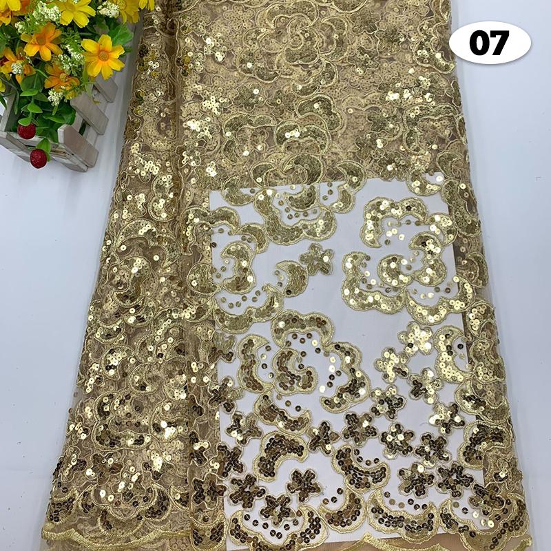 1Yard Embroidery Fabric with Bead Sequins for Bridal Dress Luxury Evening Dress DIY Sew French Tulle Fabric for Wedding Party