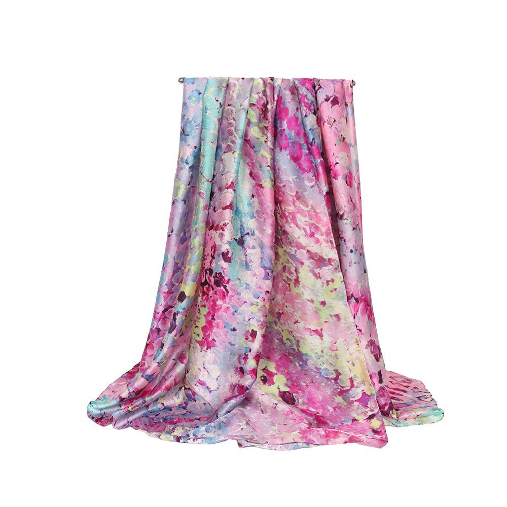 New European and American scarf women's imitation silk soft wavy polka dot shawl beach skirt