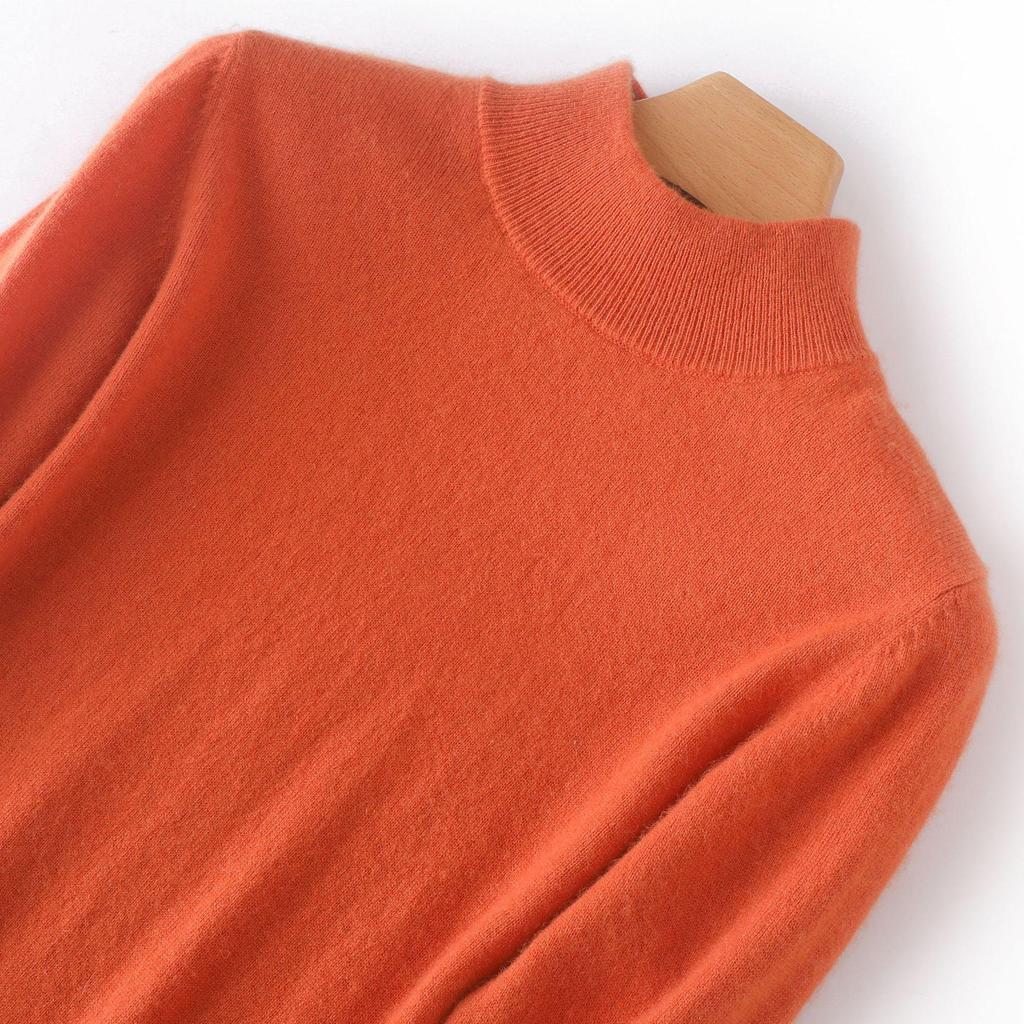 2024 A/W Women's Solid Color Wool Half-High Neck Sweater