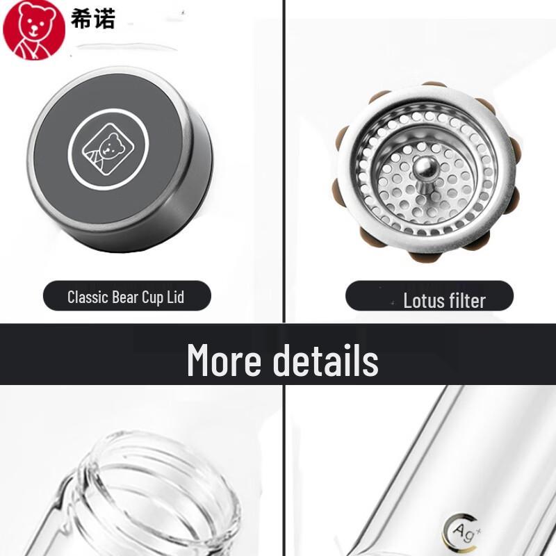 Zhi Shi Double-Layer AG Antibacterial Insulated Glass Water Bottle