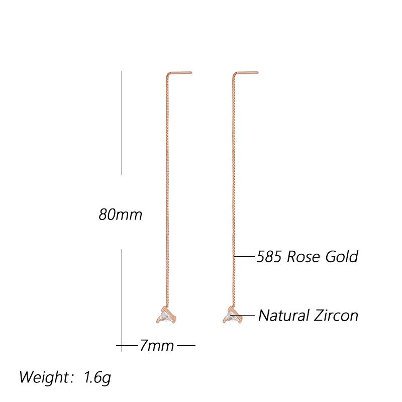 Shiny Natural Zircon Ear Wire Earrings For Women Luxury  Rose Gold Color Modern Wedding Party Daily Fine Jewelry