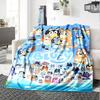 Bluey Cartoon Print Flannel Blanket High Quality Warm Comfortable Cover for All Seasons Perfect for Gifts Home Decor