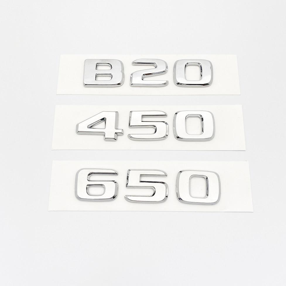 Pro Mercedes Benz Brabus C W203 W204 W205 kupé Odznak kufru auta Logo Samolepka Písmena B20 B30 D30 450 650 ABS Emblém Chrom Stříbrná