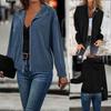 Damen S Lässiger einfarbiger Kapuzenpullover mit Reißverschluss Langarm Locker gestrickt