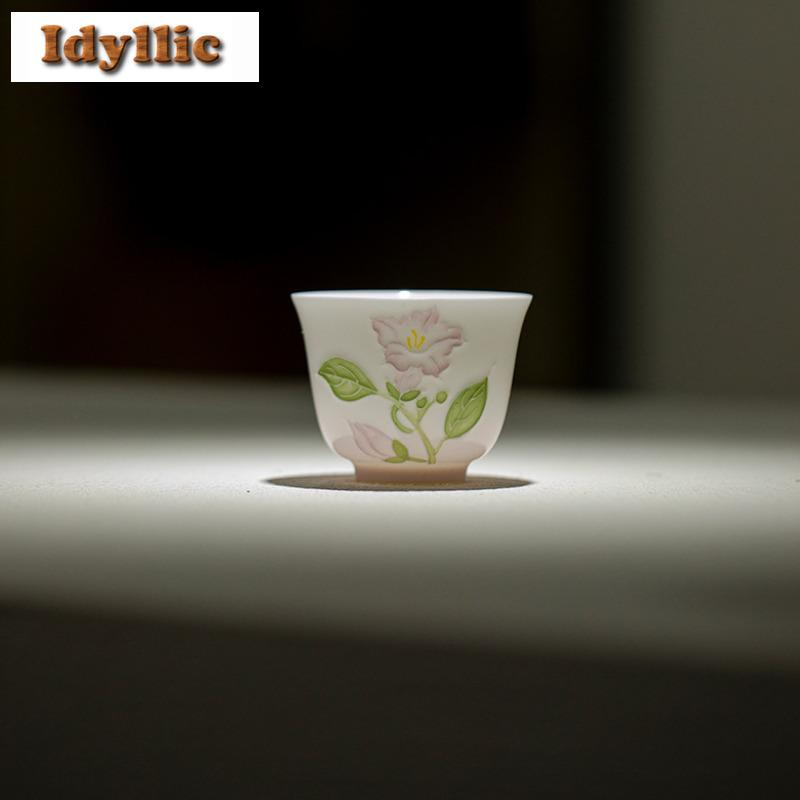 2pc/lot Hand-painted Purple Flower Jade Clay Teacup Creative Tea Bowl Jug Tea-tasting Personal Cup Jianzhan Master Cups 65ml