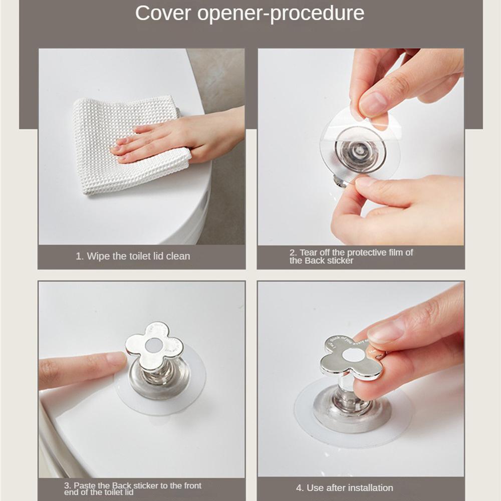 Portable Electroplated Toilet Lid Lifter Adhesive Type Toilet Ring Uncover Handle No Dirty Hands Toilet Lid Lifter Wall Hook