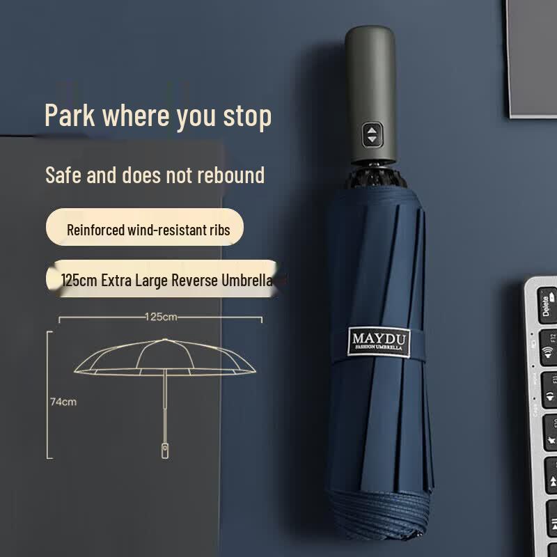 MAYDU 125cm Automatic Reverse Folding Business Umbrella