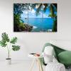 Dreiteiliges Bild auf Leinwand, tropischer Strand, Palmeninsel