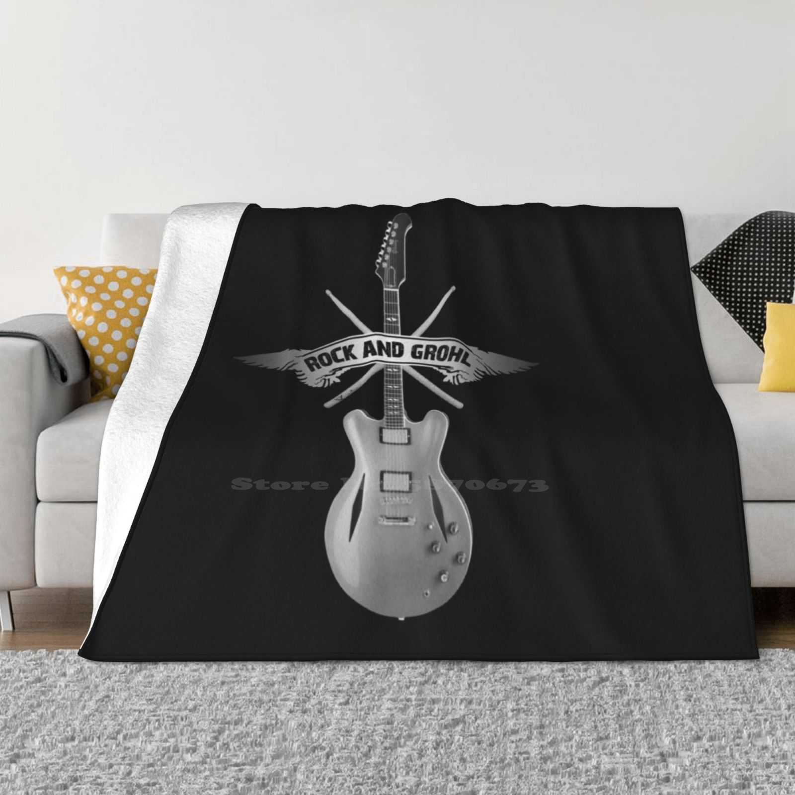 Rock And Grohl Awesome Drumstick & Guitar Original Design! Trend Style Funny Fashion Soft Blanket Dave Grohl Drummer Guitar 30x40in