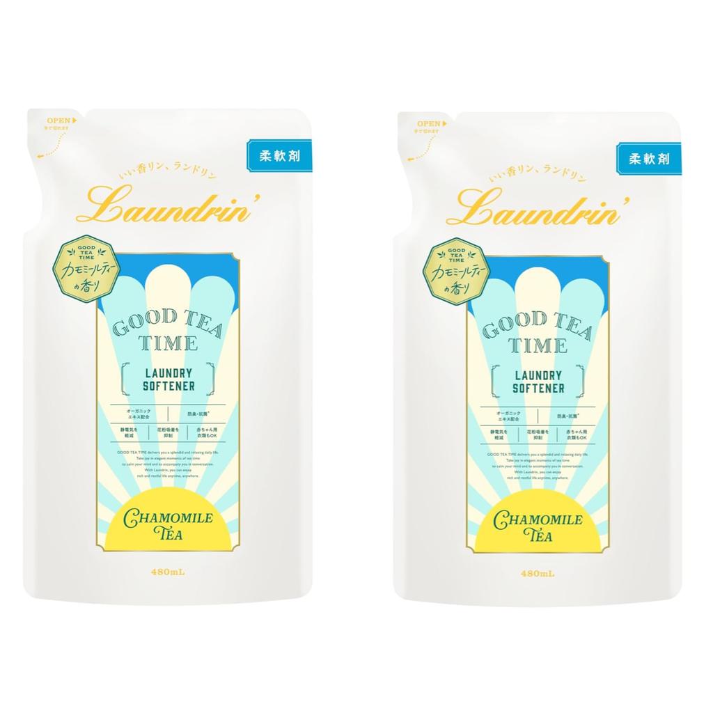 [Set of 2 Refill Bags] Laundrin Chamomile Tea Scent 2025 Fabric Softener Refill, 480ml, 2 Bags, Bulk Purchase