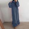 Women Maxi Sweatshirt Dress Hooded Fleeced Solid Color Loose Sundress Autumn Winter Ruffles