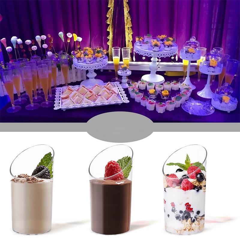 10Pcs Dessert Cups Mini Clear Plastic Reusable Tasting Party Desserts Appetizers Mousse Jelly Yogurt Baking Serving Salads Bowl