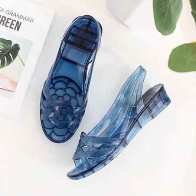 Sandales en gelée de cristal pour femmes été dames peep toes pantoufles décontractées chaussures slides slip-on extérieur pantoufles de maman tongs