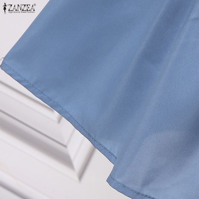 ZANZEA Women Casual Round Neck Long Sleeve Patchwork Long Dress