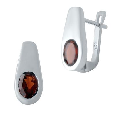Silver Earrings with Natural Garnet (2030751)