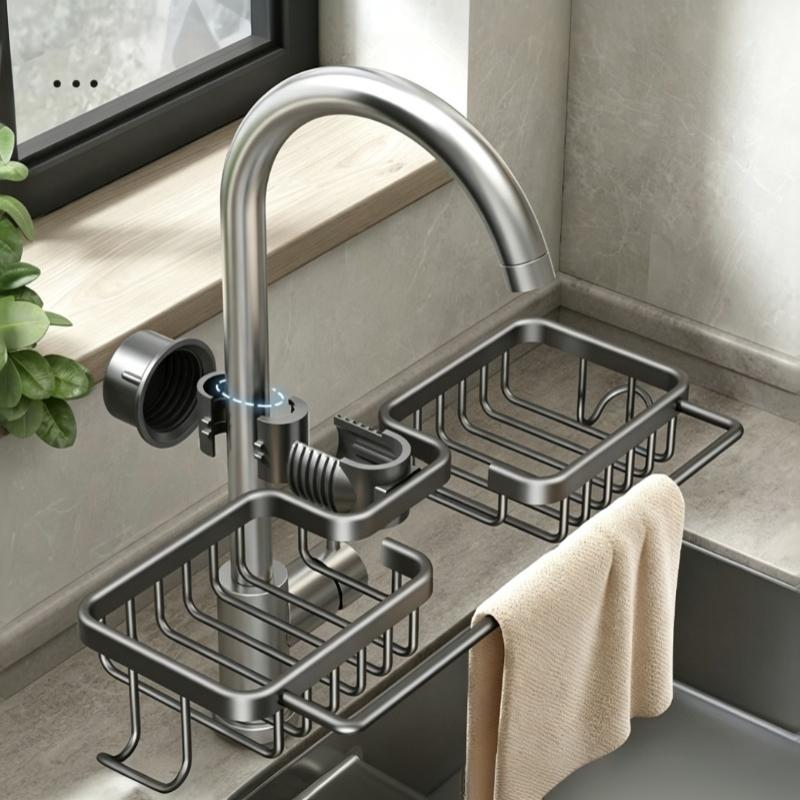 Kitchen Sink Drain Rack Heavy Duty Long Lasting Soap Sponge Holder Non-slip Storage Organizer for Commercial Kitchen