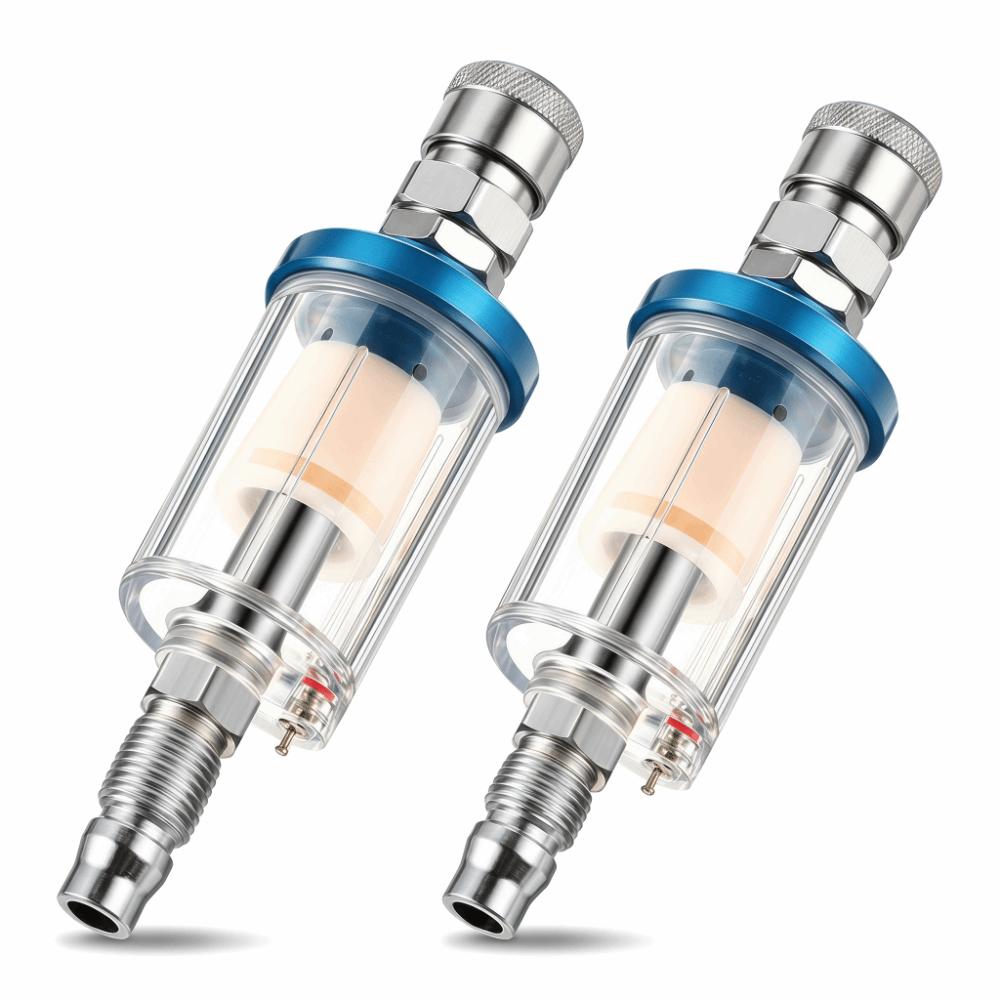 2pcs 1/4 Inch BSPP Oil Water Separator 1/4 Inch NPT Male and Female Thread Compressed Air Filter Plastic