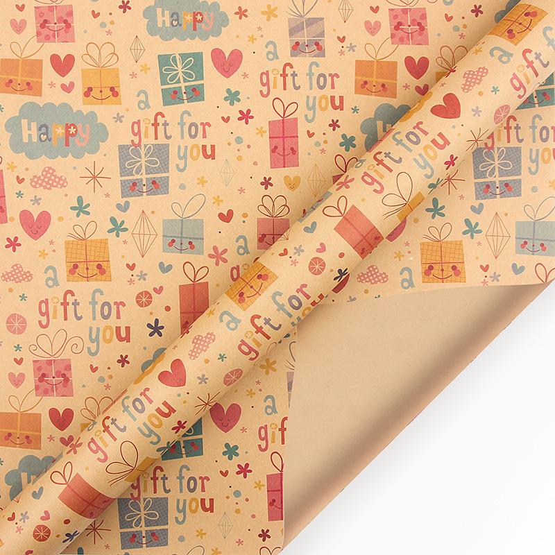 

Birthday Wrapping Paper, Kraft Wrapping Paper - Gift Wrapping Paper Roll with Colorful Small Stars and Birthday Letter Patterns.