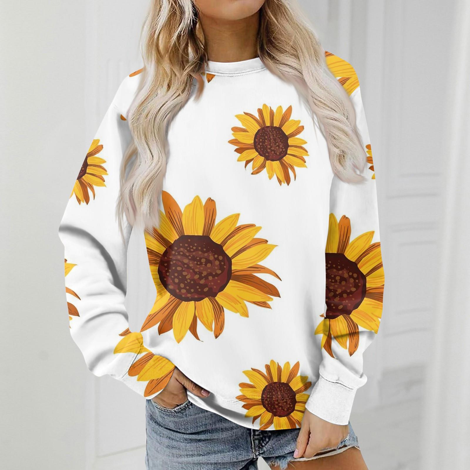 

Женский модный свитер с круглым вырезом и цветочным принтом M белый