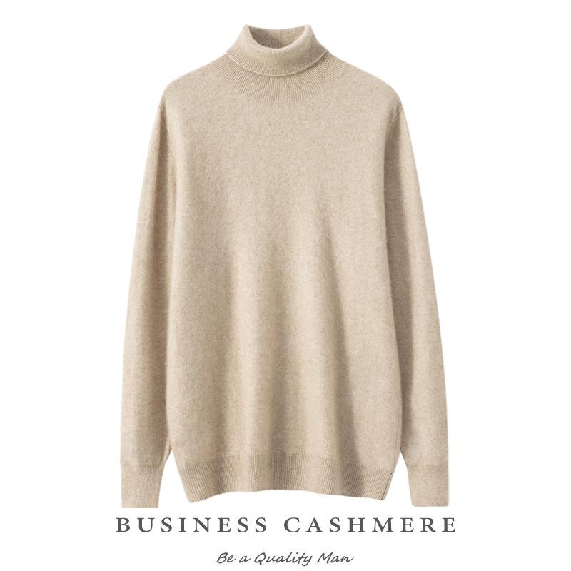 Men's Plus Size High Collar Cashmere Sweater - Thick Winter Knitwear