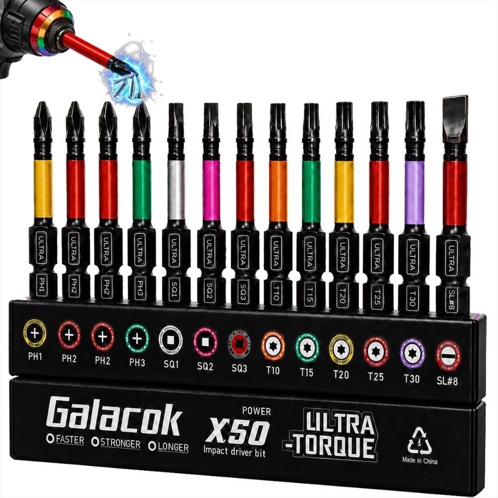 13 Pieces Magnetic Screwdriver Bits Set Color Coded Base Driver Bits Accessories Home DIY Use