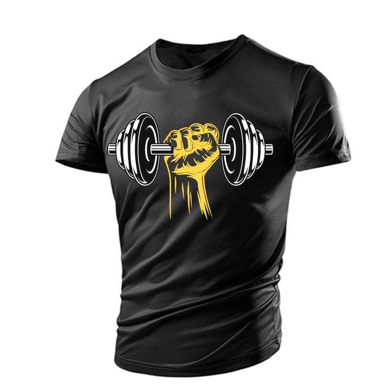 Dumbbell Graphic T-Shirt For Men Gym 3D Printed T Shirts Summer Casual Breathable Sports Round Neck Quick Dry Short Sleeves Tees