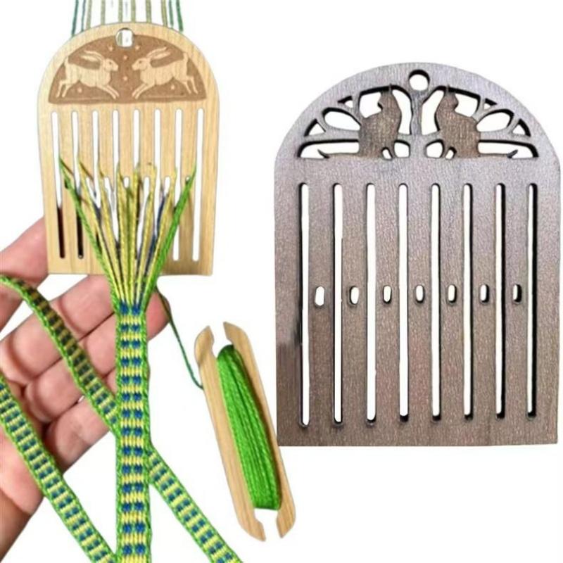 Wooden Portable Weaving Loom Rigid Heddle Backstrap Loom Kit For Beginner For Making Bracelets, Bags, Belts & Camera Straps