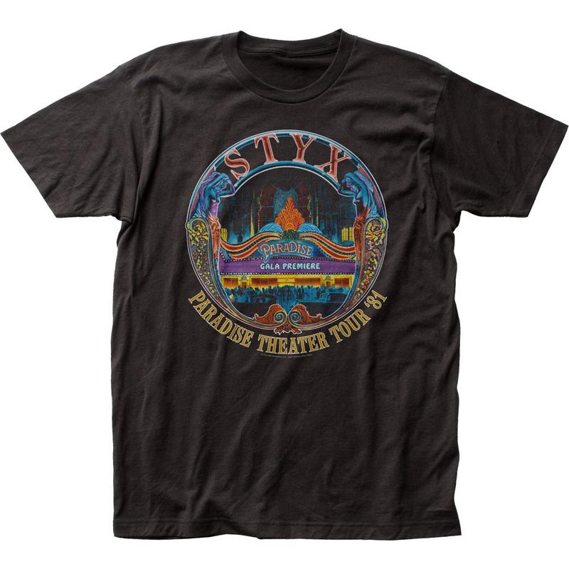 Styx Paradise Theater Tour Unisex T-shirt Music Classic Concert Rock Band Black M