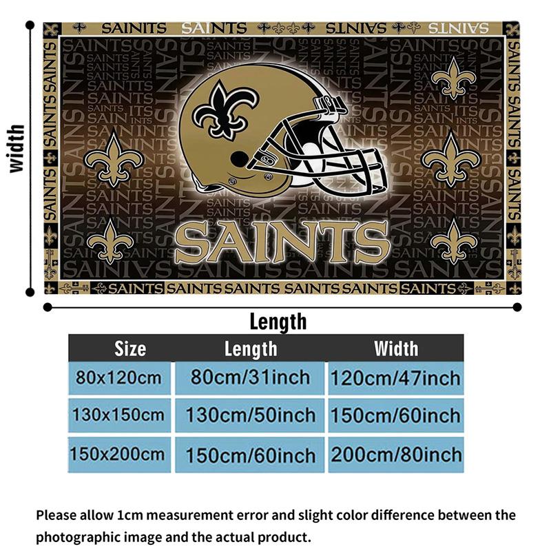 New Orleans Saints Logo Print Flannel Blanket High Quality Warm Comfortable Cover for All Seasons Perfect for Gifts Home Decor