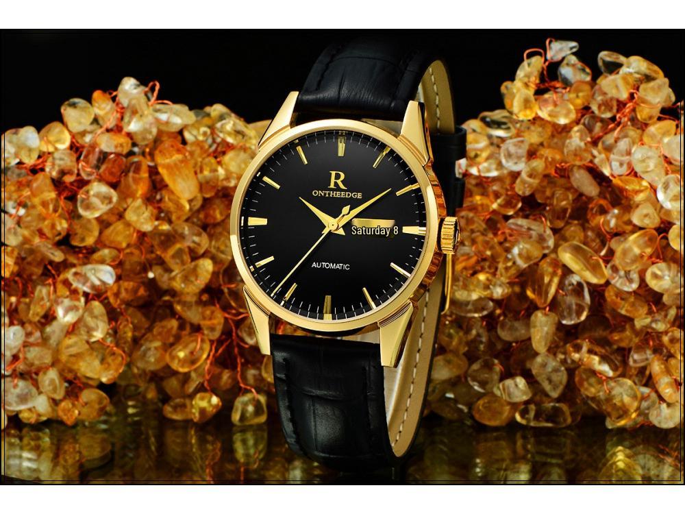 Ruizhiyuan Men's Waterproof Leather Strap Large Dial Watch