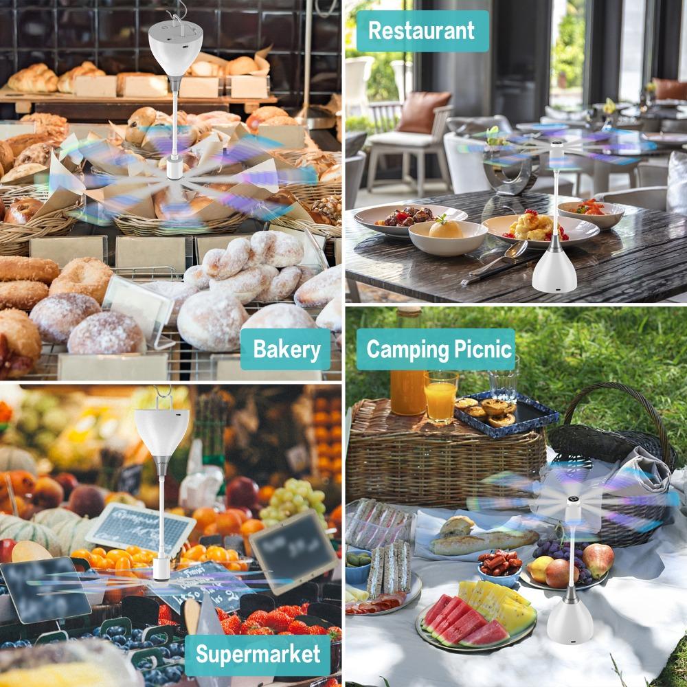 Fly Fans for Tables, Fly Repellent Fan with Soft Blades, USB or Batteries Powered, Soundless and Portable, for Picnic BBQ Party