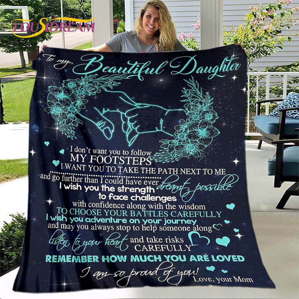To My Daughter Plush Butterfly Quilt Blanket,Flannel Blanket Throw Blanket for Living Room Bedroom Bed Sofa Gift for Daughter