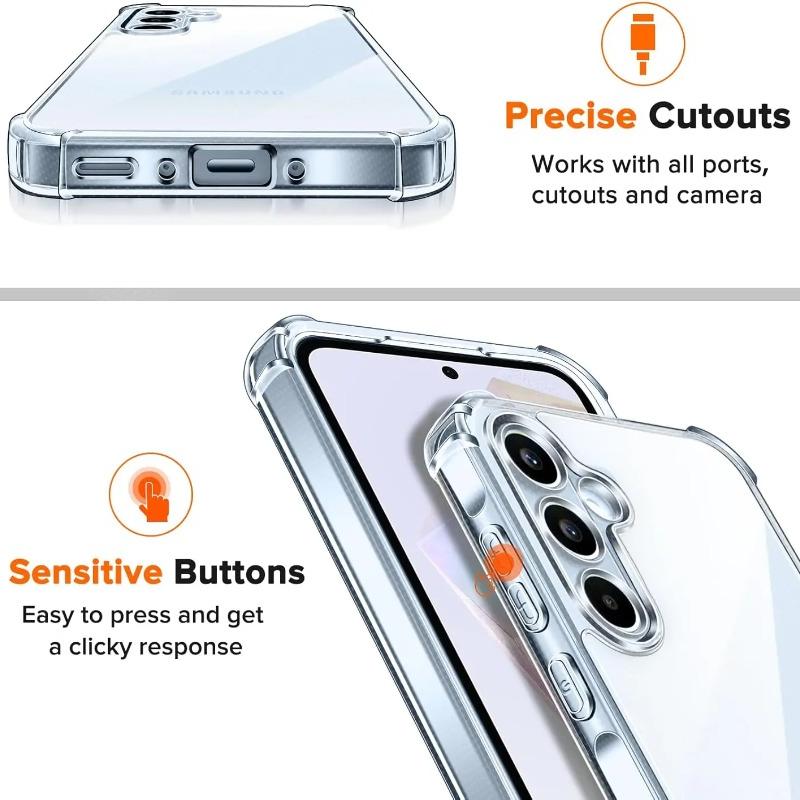 Airbag Shockproof Clear Phone Case For Samsung Galaxy A06 A16 A55 A35 A25 A15 A14 A24 A34 A54 M54 M53 M15 Soft TPU Back Cover