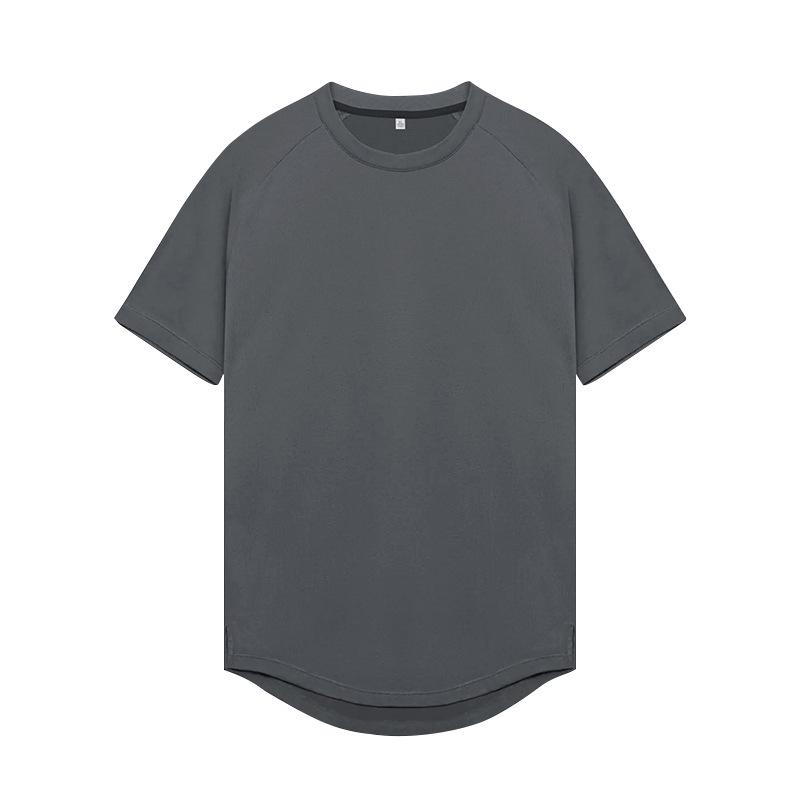 

Men s American-Style Raglan Quick-Dry Sports T-Shirt - Milk Silk, High Elasticity, Short Sleeve, Summer Youth Design Large темно-серого