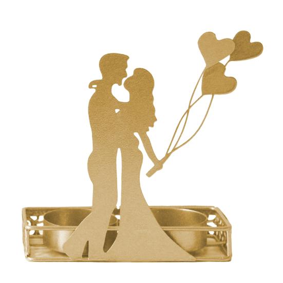 Yousheng Golden Couple Tealight Candle Holder Romantic Valentine's Day Dual Candlestick for Wedding Anniversaries Birthday Party Table Centerpiece