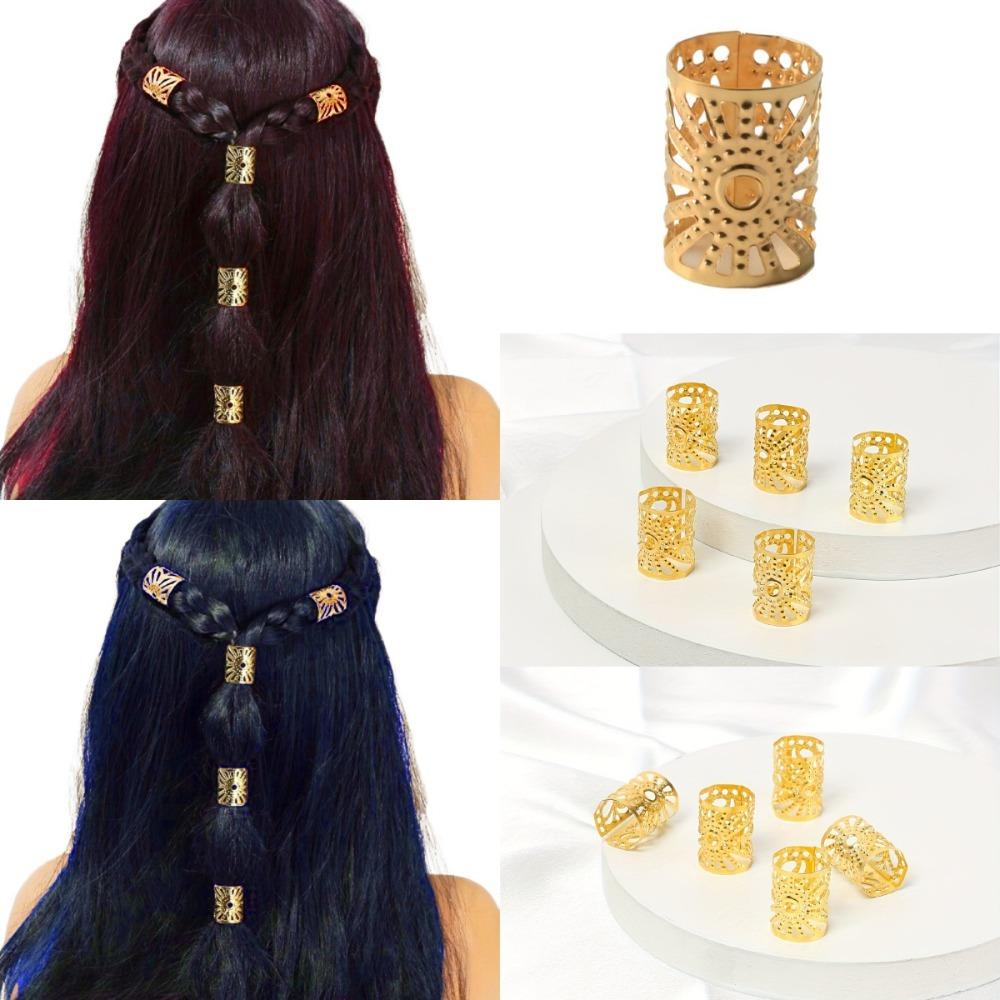 

5pcs Hair Braiding Hollow Out Hair Ring Dread Locks Hair Braid Tubes Dreadlocks Beads Decor 5Pcs золотий