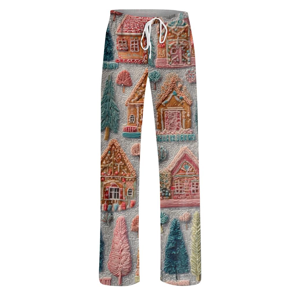 Women's Casual Fashion Christmas Printed Trousers Plush Casual Pants