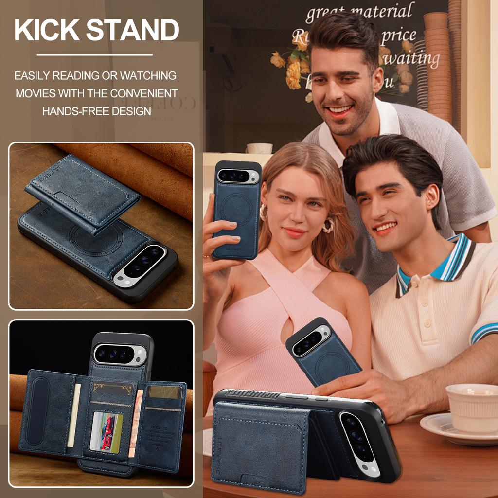 LC.IMEEKE L5 Dla Google Pixel 10 Pro XL Magnetyczne Etui na Telefon Skórzany Tylny Pokrowiec ze Zdejmowanym Uchwytem na Karty