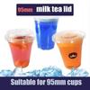 New 95mm Cup And Lids Plastic Transparent Disposable Cup Milktea Cup