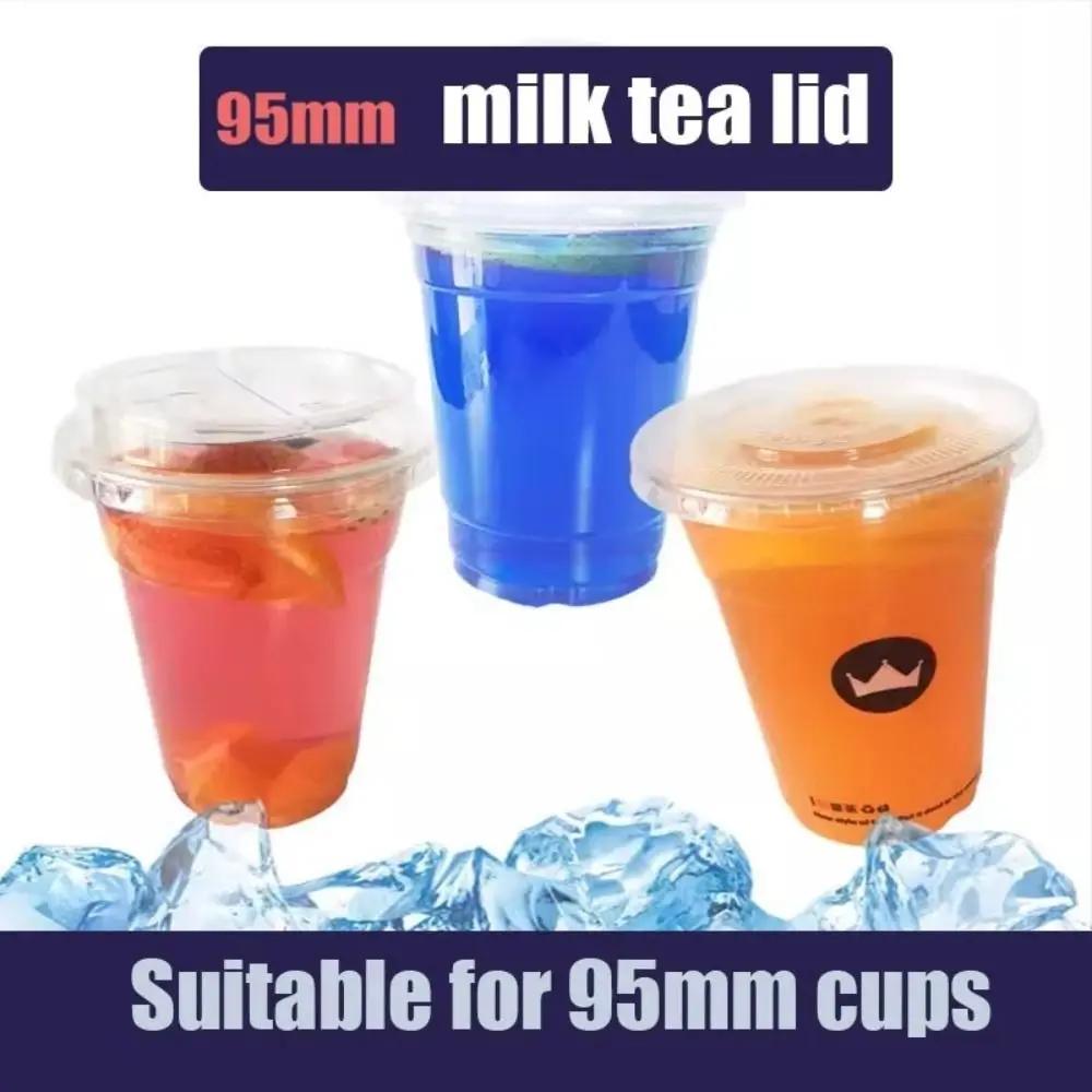 New 95mm Cup And Lids Plastic Transparent Disposable Cup Milktea Cup