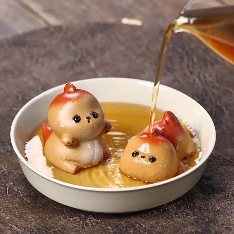 Cute Milk Dragon Purple Clay Tea Pet Lucky Living Room Home Decoration Creative Yixing Tea Pet Kawaii Accessories Tea Tray Gift