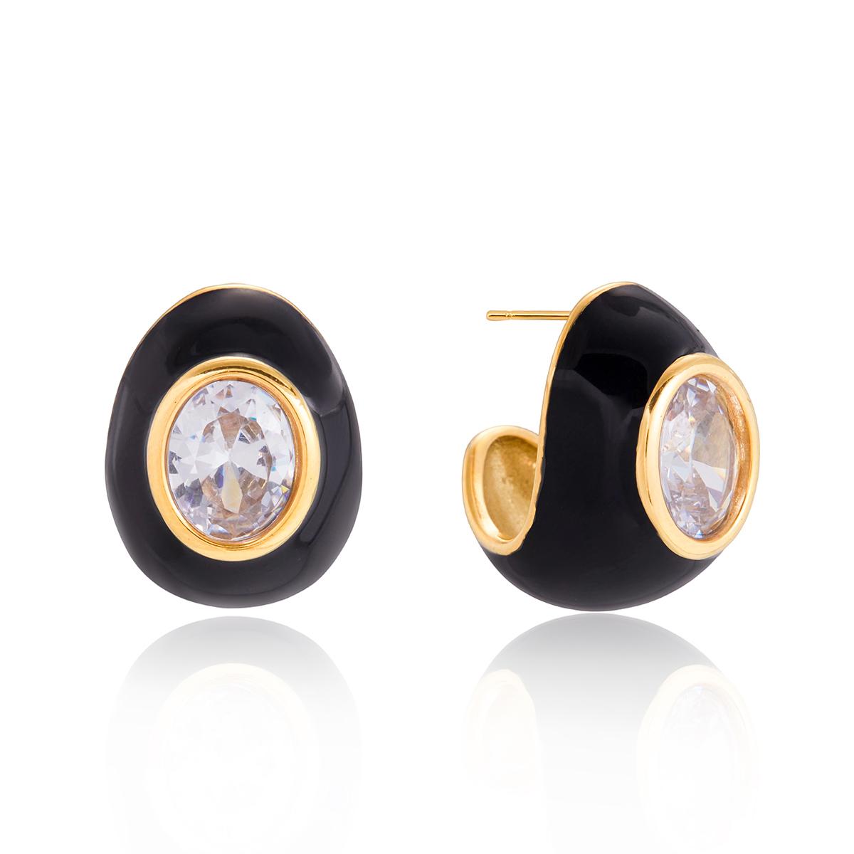 

Yori Cubic Zirconia C-shaped French Earrings High Quality Stainless Steel Delicate Party Gala Wear Premium Jewelry