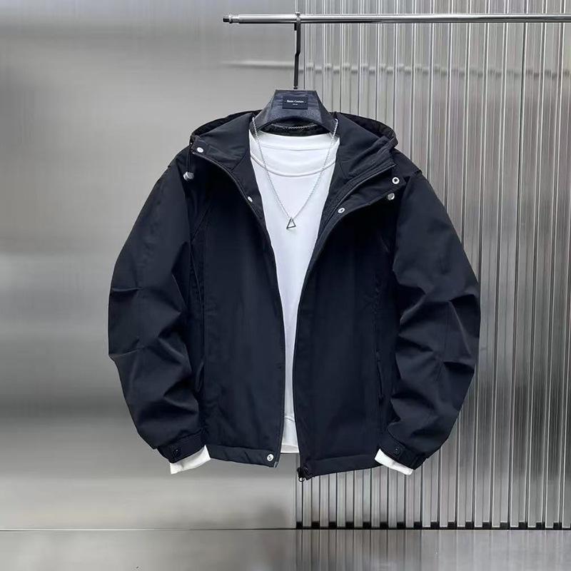 

Мужская куртка 2025 года в корейском стиле с воротником-стойкой - Однотонная, Повседневная для весны и осени M чёрный