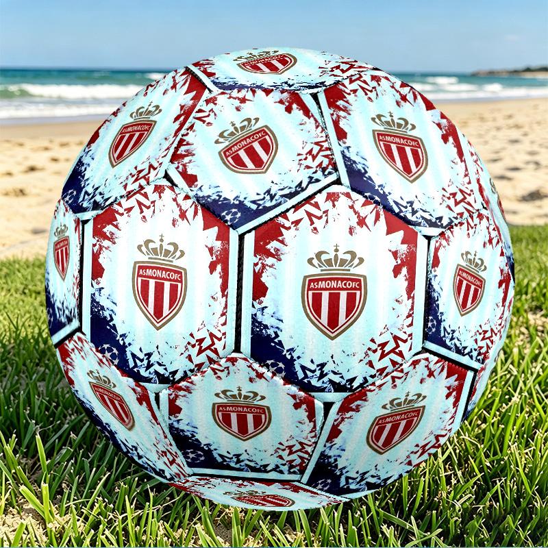 AS Monaco Print Size 5 Soccer Ball, PU Wear Resistant Football for Match Training and Daily Practice, Birthday Gift for Soccer Fans
